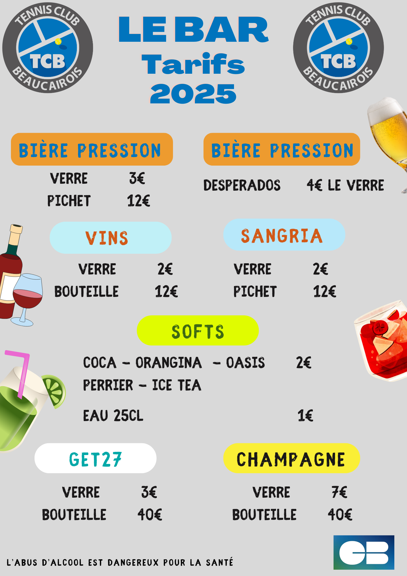 Tarifs bodéga 2025